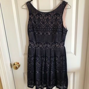 Navy blue lace and blush pink